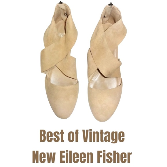 $195 Eileen Fisher Suede Soft Crisscross Sandals 8 100% Leather Upper + Lining - Picture 1 of 12